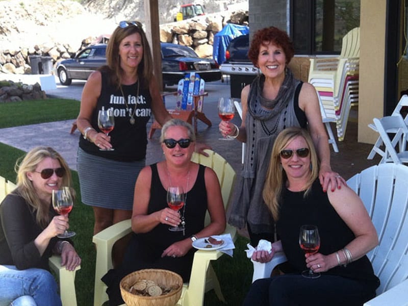 Mellisoni Vineyards group of ladies with wine