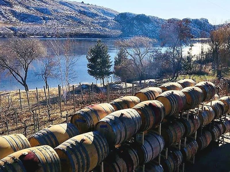 Rio Vista Winery barrels outside
