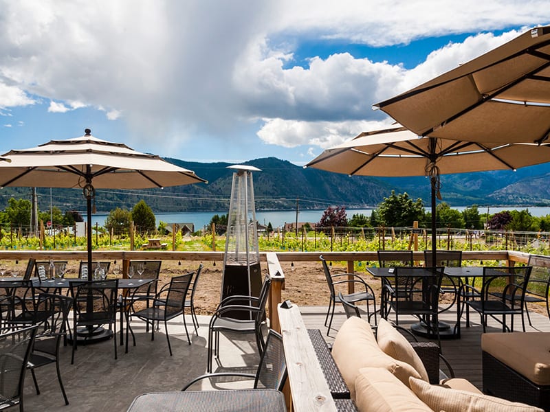 Succession Wines patio and lake view