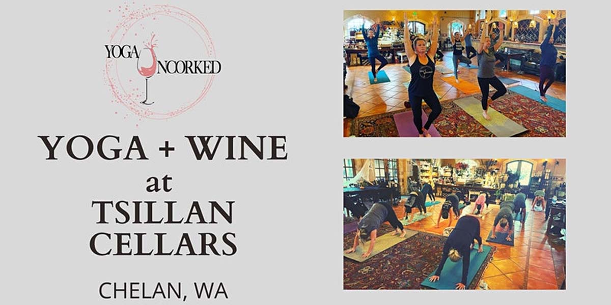 Flyer for yoga and wine