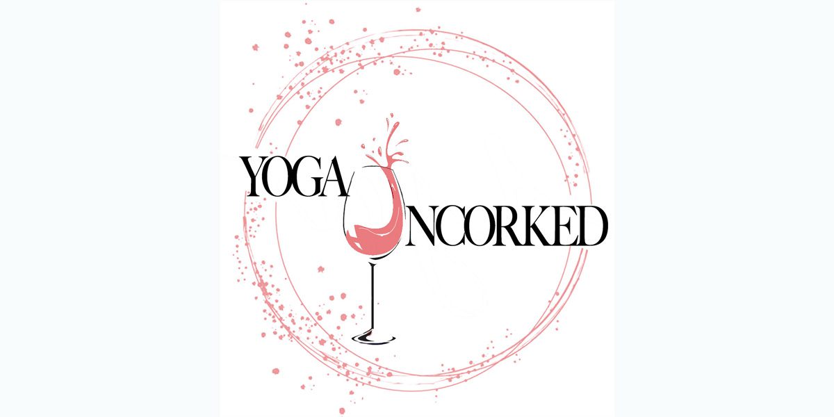 Illustration of yoga uncorked logo with wine glass